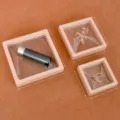 Set aus 3 rosa Schmuck-Schweberahmen mit PE-Folie in verschiedenen Größen für Ringe - Rosa