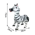 Large 3D cartoon zebra standing balloon for animal themed party decor, 75x58x28cm - 75x58x28cm