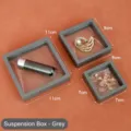 Graue PE-Folienschwebebox für Schmuckaufbewahrung in verschiedenen Größen von 7 cm bis 11 cm - Grau