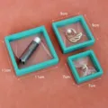 Set aus drei türkisfarbenen PE-Folien-Schmuckkästchen für antioxidative Lagerung und Anzeige - Blau