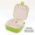 Portable matcha green silicone jewelry box with multi-compartment interior - Silicone Earring Box / 9CM*9CM*3.9CM / Matcha Green
