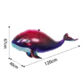 Large 3D cartoon purple whale foil balloon with dimensions 120cm x 67cm x 40cm for decoration - 120x67x40cm