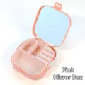 Portable pink jewelry storage box with built-in mirror and multi-functional compartments - Silicone Mirror Box / 9CM*9CM*3.9CM / Pink