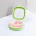 Boîte à bijoux portable en silicone vert avec miroir et compartiments de rangement - Vert