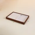 Premium walnut wood jewelry display tray with velvet lining, size 25 x 18 x 2.5 cm. - Empty + Long Slot / 25x18x2.6cm / Walnut Frame (White Lining)