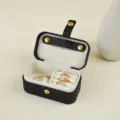 Kompakte tragbare Mini-Schmuckschatulle mit schwarzem Glitzer-Finish für Ringe und Ohrringe - 9.5x5x5cm / Blitzschwarz