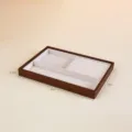 Walnut wood jewelry display tray with white velvet lining, size 25x18x2.5cm for rings. - Triple / 25x18x2.6cm / Walnut Frame (White Lining)