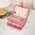 Boîte à bijoux de luxe en velours rose à deux niveaux pour bagues, 16,5x11,5x7,5cm - Style Double Couche en Flanelle / Moyen (16.5x11.5x7.5cm) / Rose rouge