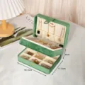 Boîte à bijoux luxueuse en velours vert à double couche avec compartiments et dimensions - Style Double Couche en Flanelle / Moyen (16.5x11.5x8cm) / Vert Foncé