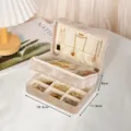 Boîte à bijoux double couche en velours champagne, dimensions 16,5x11,5x8cm, élégante - Style Double Couche en Flanelle / Moyen (16.5x11.5x8cm) / Beige