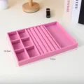 Vassoio organizer per gioielli in velluto rosa con scomparti per anelli e collane - 3-in-1 Compartment Tray / 24*18.5cm / Rosa