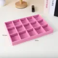 Vassoio portagioie in velluto rosa con 12 scomparti, 24x18,5 cm - 15-Grid Compartment Tray / 24*18.5cm / Rosa