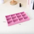 Vassoio portagioie in velluto rosa con 12 scomparti per anelli e orecchini, 21x12,5cm - 12-Grid Compartment Tray / 21*12.5cm / Rosa