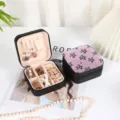 Portable pink star pattern jewelry box with multi-grid storage design for rings - Style 33 Printed / 10x10x5cm