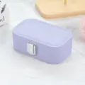 Portable lavender purple faux leather travel jewelry box with a silver metal clasp - PU Leather Snap Button Style / Lavender
