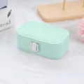Elegant mint green portable jewelry box for travel storage with silver metal clasp - PU Leather Snap Button Style / Light Green