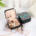 Elegant portable jewelry organizer box with leopard print for rings and necklaces - Style 35 Printed / 10x10x5cm