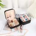 Portable square black jewelry organizer with western cow patterns for rings and necklaces - Style 36 Printed / 10x10x5cm