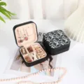 Portable black jewelry box with white spotted lid organizer for rings and necklaces - Style 37 Printed / 10x10x5cm