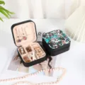 Portable square jewelry storage box with colorful patterned lid and velvet interior - Style 39 Printed / 10x10x5cm