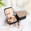 Elegant compact square jewelry travel organizer case with ethnic pattern lid for rings - Style 41 Printed / 10x10x5cm