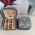 Portable travel jewelry storage organizer with zebra print pattern for rings and necklaces - Style 43 Printed / 10x10x5cm