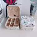 Elegant portable jewelry storage box with butterfly print and ring necklace slots - Style 44 Printed / 10x10x5cm