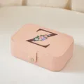 Joyero portátil de cuero PU rosa con diseño de impresión de letra inicial floral Z - Mediano Doble Capa Estampado Z / 16*11.5*5cm