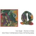 Detail view of Van Gogh Women of Arles 53cm twill silk square scarf oil painting series - Van Gogh Women of Arles / 53cm x 53cm