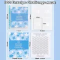 Carpeta azul floral de PVC reto 100 sobres para el seguimiento del presupuesto - 25 Páginas Interiores + 1 Tarjeta de Seguimiento / Estilo Sakura A5 (Azul)