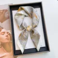 Elegant 70cm silk-like square scarf with yellow and grey floral botanical print - 70cmx70cm / Tropical Rainforest - White Frame