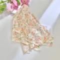 French style pastoral floral print triangle headscarf wrap for women beach sun protection - 58x58cm / Vibrant Floral Mix