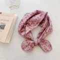 Elegant pink floral cotton necktie with delicate lace trim for women spring fashion - 68cm / Plum Pink Floral