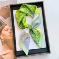 Elegant 70cm faux silk square scarf with vibrant artistic floral print for women - 70cmx70cm / Pastoral Oil Painting - Green