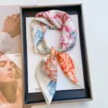 Sweet 70cm floral print faux silk square scarf with colorful scenic landscape design - 70cmx70cm / Wonderland Peony - White Frame