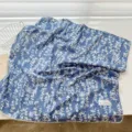 Blue floral print 100% cotton square scarf for women with white edge embroidery - 68cm / Blue Base Rice Branches