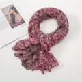 Elegant cotton linen floral pleated scarf in a soft pink and red pattern - Floral Print Style / 175cm / Pink Floral