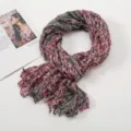 Artistic cotton linen floral pleated scarf in elegant grey and pink floral tones - Floral Print Style / 175cm / Floral Gray