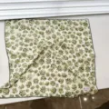 Elegant green floral print 100% cotton square neck scarf for women's spring style - 68cm / Vintage Green Small Floral