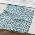 Light blue 100% cotton floral square scarf with elegant scalloped trim. - 68cm / Vintage Blue Small Floral