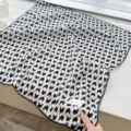 Black and white geometric 100% cotton scarf with delicate black lace trim detailing - 68cm / Black and White Houndstooth