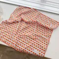 Square cotton neckerchief with orange and blue chevron pattern and lace trim - 68cm / Red and Blue Houndstooth