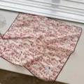 Lightweight 100% cotton square scarf featuring red botanical print and elegant lace trim edge - 68cm / Wine Red Branches and Leaves