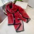 Elegant red floral printed georgette scarf for women in soft and lightweight fabric - Red Floral / 160cm