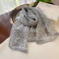 Elegant grey floral print georgette silk scarf for women's spring fashion accessory - Snow Gray Floral / 160cm