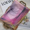 Elegant floral georgette silk scarf with vibrant purple and pink watercolor print - Elegant Multicolor Floral / 160cm
