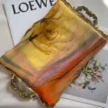 Elegant floral print silk georgette scarf for women, a lightweight and stylish accessory. (88 chars) - Multicolor Yellow Floral / 160cm