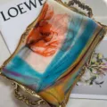 Long floral print chiffon scarf for women featuring vibrant orange tulip design - Multicolor Orange Floral / 160cm