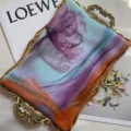 Elegant multicolored floral print silk scarf in lightweight georgette fabric for women - Multicolor Purple Floral / 160cm