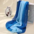 Elegant lightweight blue gradient georgette silk scarf for women, sun protection shawl - Blue Gradient / 160cm